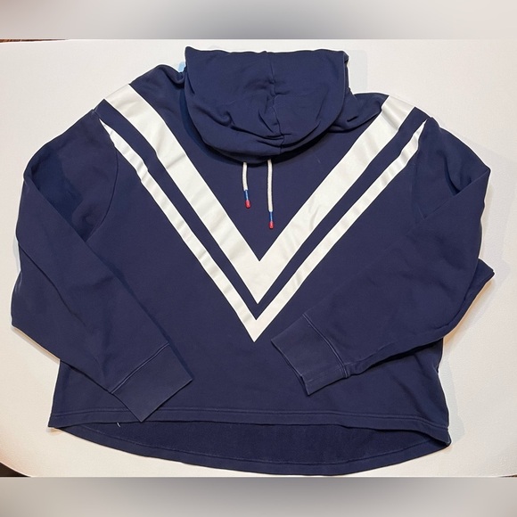 Tory Burch Tops - Tory Sport Navy Chevron Hooded Sweatshirt Pullover Size Large